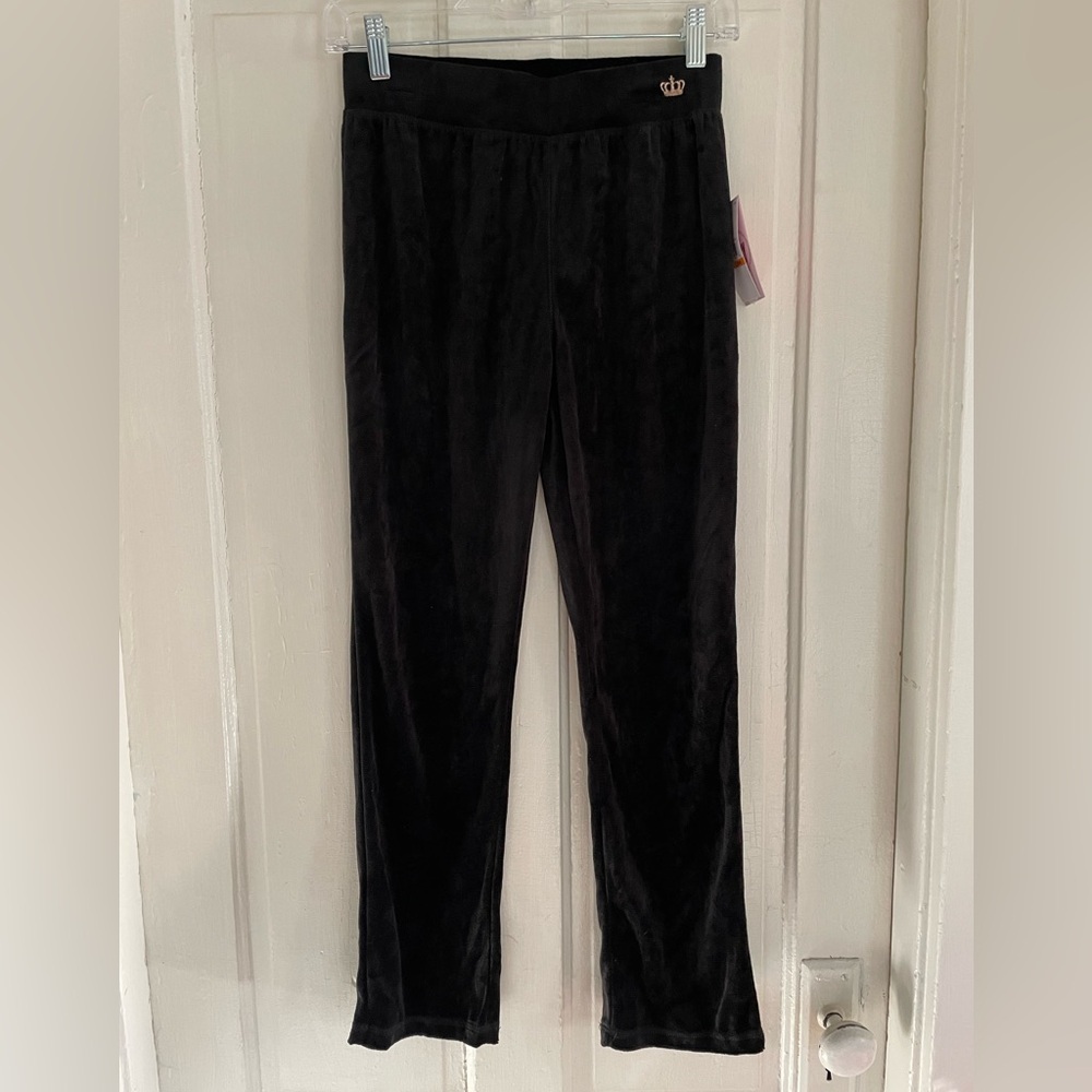 NEW!! Juicy Couture Gils Size L (12-14) Velvet Black Track Pant Signature